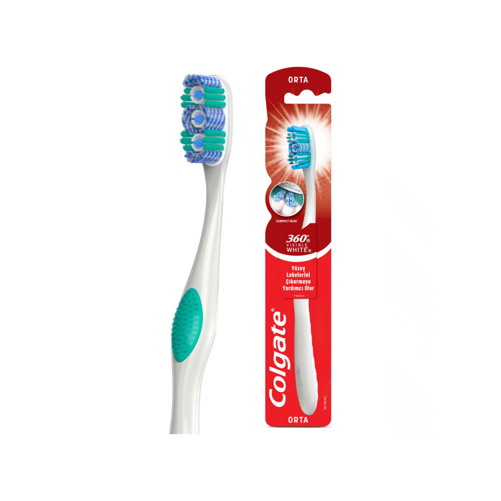 خرید و قیمت مسواک کولگیت Colgate مدل 360 Visible White درجه سختی Medium
