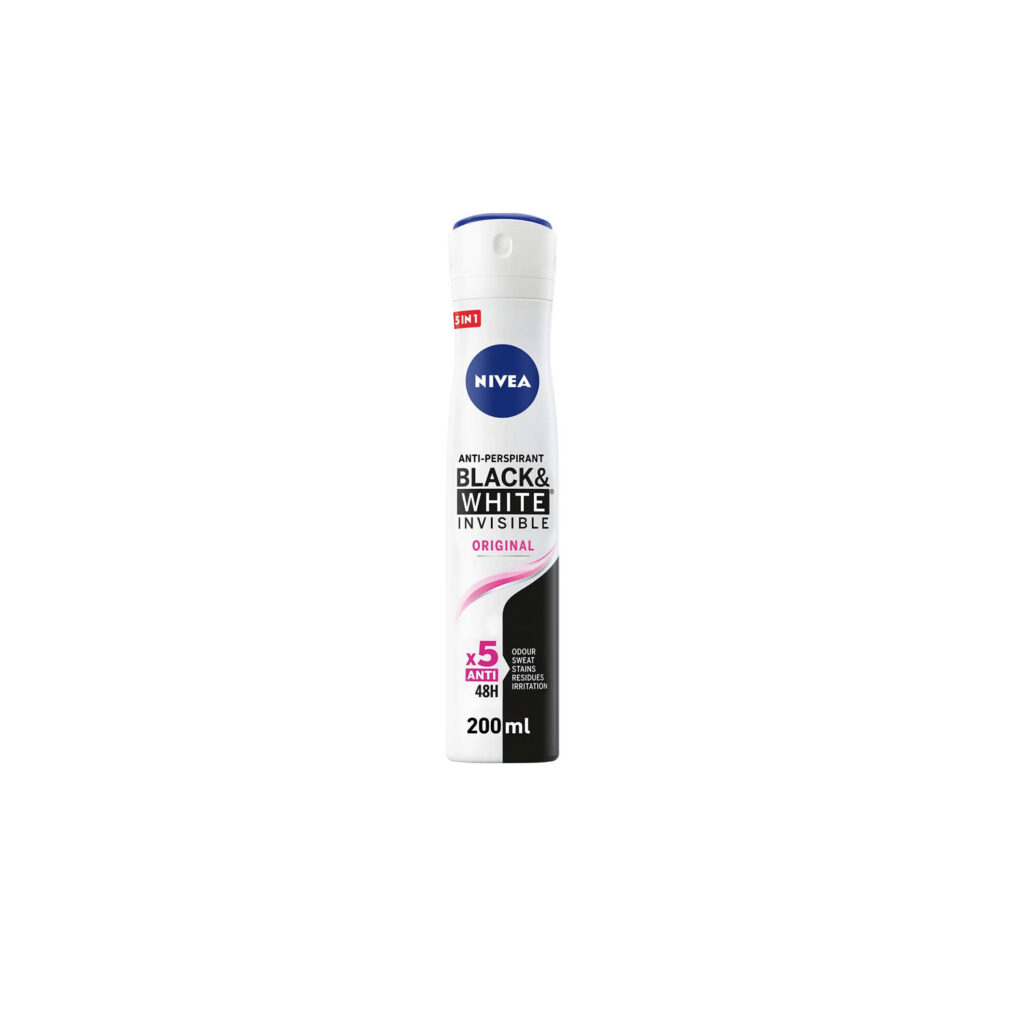 قیمت و خرید اسپری ضد تعریق نیوا Nivea زنانه مدل Black White Invisible Original حجم 200 میل
